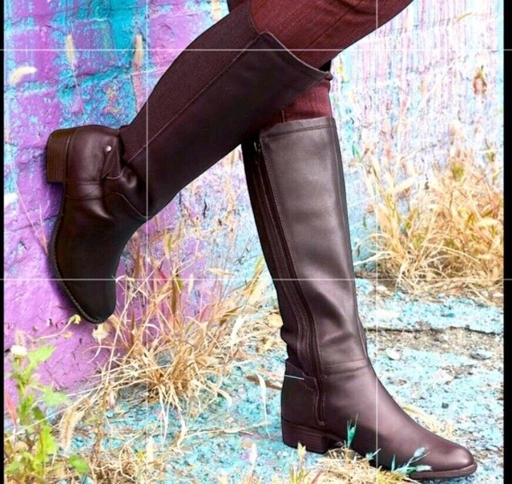 Hush Puppies Leather Riding Boots Womens Lindy Chamber Water Resistant SZ 8 UK 6